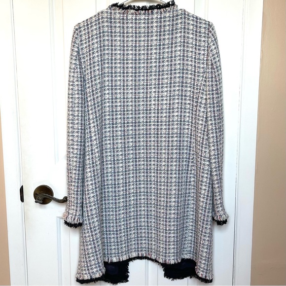 PINKO Made in Italy Long Tweed Jacket Blue & White - Picture 4 of 16